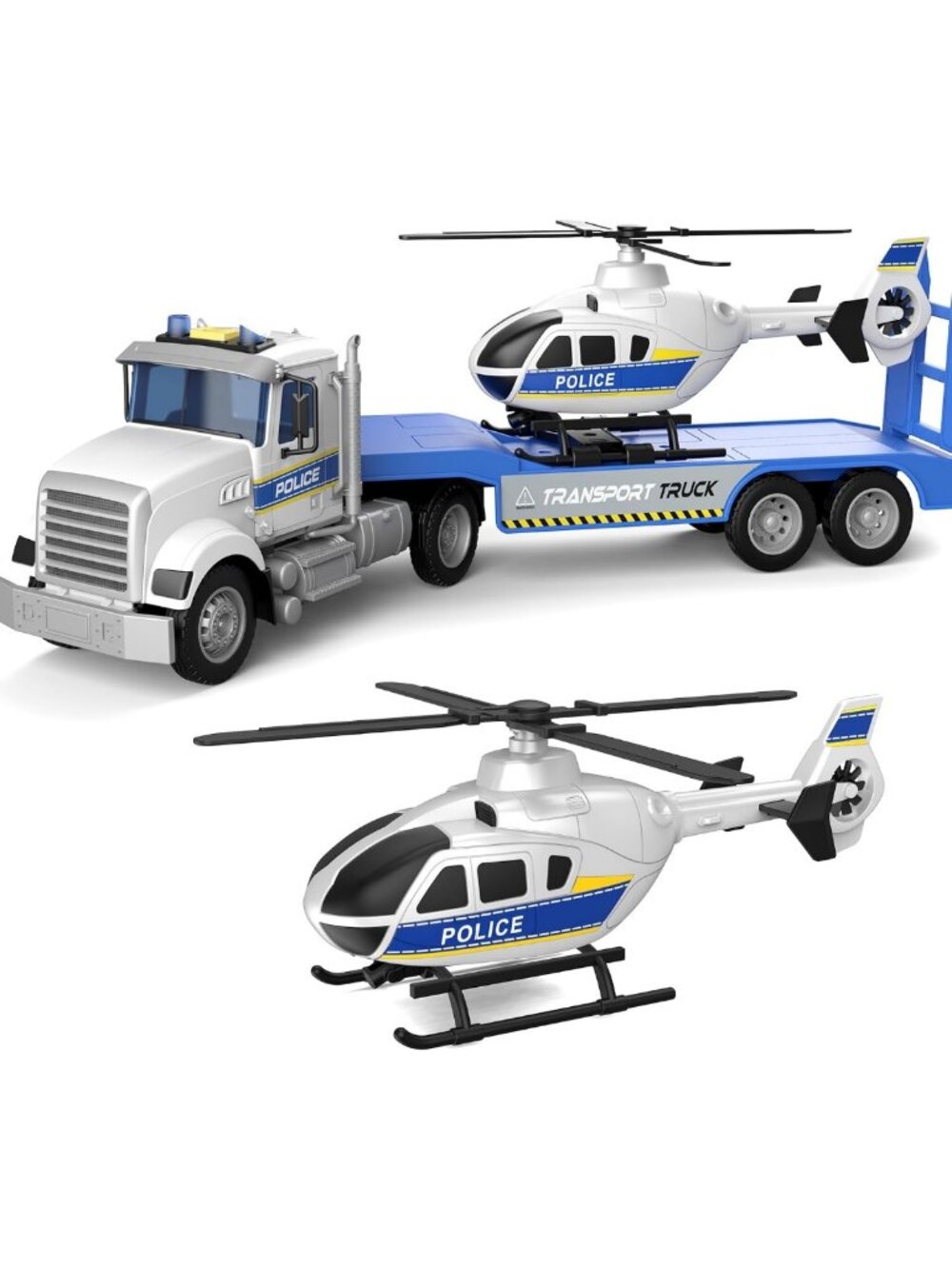 22” Semi Truck Toy with Helicopter - Fun Police Toys for Boys 3-6 Years, Great